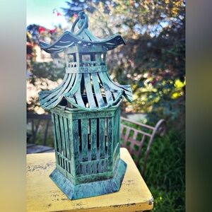 Rustic Verdigris Green Pagoda Lantern